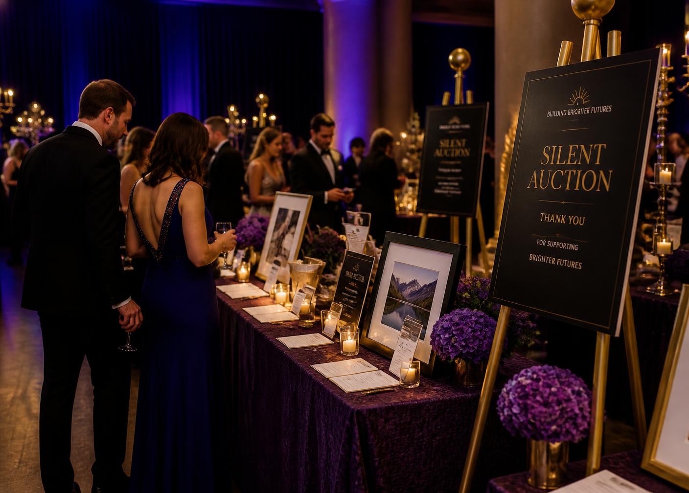 Guests browsing the silent auction display at the gala